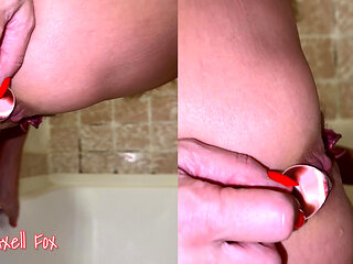 Sperm Drain 6. Blonde Lets Cum Out of Her Ass in Portion. Shower Solo!