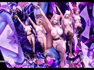 [MMD] Everglow - Dun Dun League of Legends Ahri Akali Kaisa Evelynn Seraphine Hot Striptease Uncensored Hentai