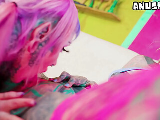 Two Tattooed Sluts Spit Lube &amp_ Stretch Asses Wild