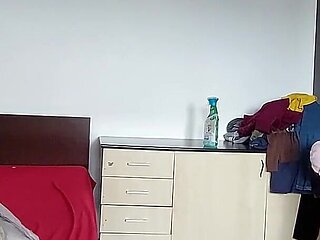 Amateur MILF Cleans in the Empty House. Brunette Hairy Pussy, Big Tits.