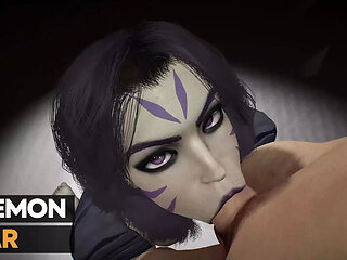 Kai'Sa gives a blowjob until he cums