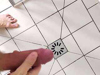 White Skinny Young Boy Pie and Jerking Under the Shower