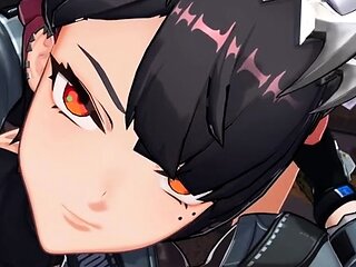 Brunette cums to hentai
