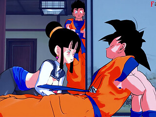 Gohan sees Goku and Chi-Chi having sex and joins in - Dragon Ball Zex Series
