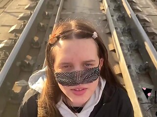 Russian GF swallows cum while giving a deepthroat blowjob