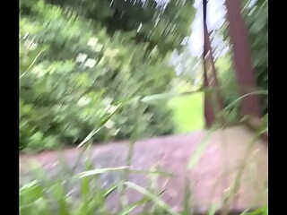 Teen guy strips naked and walks in public park nervously Voyeur