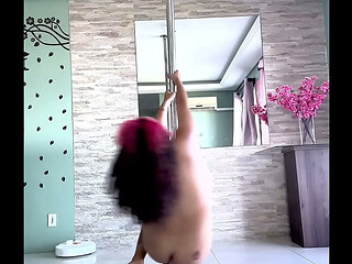 Pole Dancing Farting Nonstop Sexy Curves Chubby Girl Practice Session