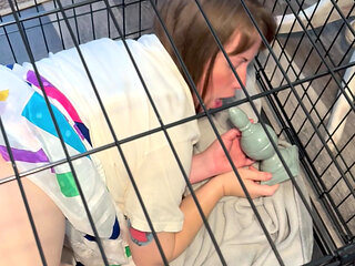 Piggy placed in her cage