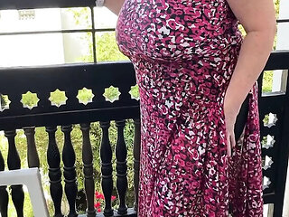 Stunning Aunty Sandra in Black Stockings and Girdle - Big Tits Amateur Solo