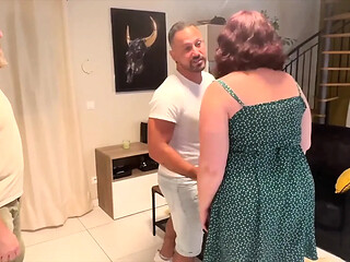 Boss bonks curvy wife while hubby watches and gets turned on