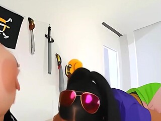 One Piece cosplay throuple fun with Nami and Nico Robin part 2