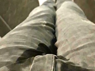 Teen boy wets his pants while pissing himself