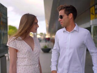 Vika & Alberto: Brunette babe with natural tits