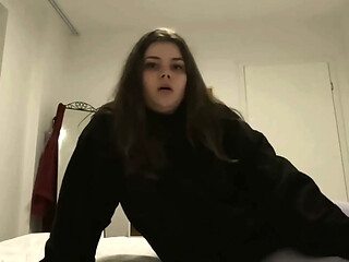 Giggly Latina teen shows off her flatulent moves on the bed