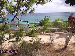 Dick Flash - I Pull Out My Cock in Front of a French Girl... Beach Path and She Helps Me Cum in Mounth Caught!!!
