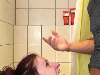 German Chubby Wife Fucked Next Door in the Shower