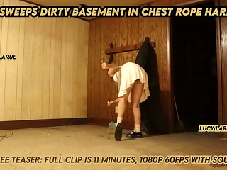 &quot_Sub Sweeps Dirty Basement In Chest Rope Harness&quot_