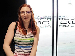 Shy redhead sucks in parking garage and is surprised