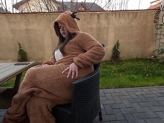 Big-Butted TS Farts Outdoors