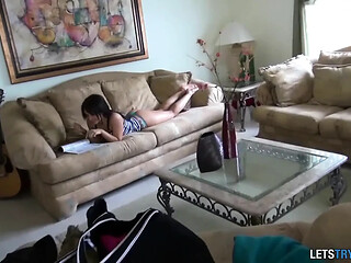 Tight-assed GF gets a hard pounding on tape