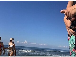 I Take Out My Cock On The Public Beach And The Sexy Girls Want Some Action