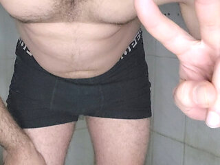 Solo Tease in Underwear - Jerking in the Bathroom Before Shower