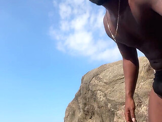Pissing on the Beach BBC Hard Cock