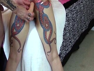 Pink labia close up of naive brunette