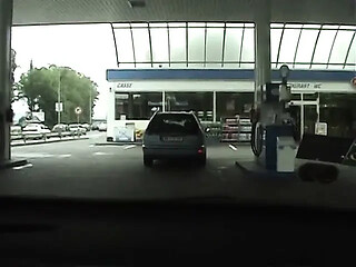 Amateur Euro-chick picks up and sucks gas station guy's cock