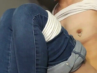 He'll Take What He Wants When He Wants It Slave Mila Is Bound in Jeans and White T-shirt and Held