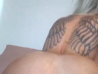 Solo girl masturbates with double dong No anal