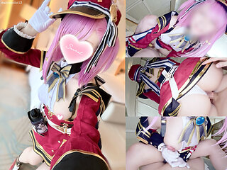 Genshin Impact Cosplaying  Charlotte Cowgirl and Glove-Handjob Triple Finish