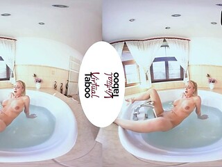 Busty platinum-blonde mummy loves solo masturbation reality