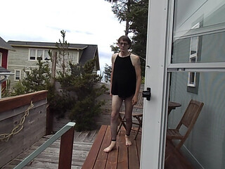Kevinstockings wears fishnet out on the deck