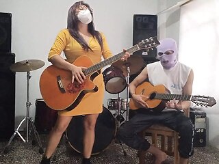My music teacher is delicious and masturbated my big athletic penis after receiving her guitar lessons.