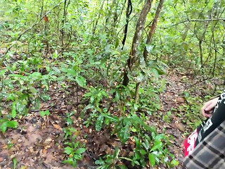 Thai Girls Walking and Talking and Picking Mushrooms in the Forest, Secretly Showing in the Deep Forest Clear Thai Voice