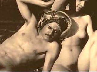 Vintage erotic art comes to life as a stunning beauty poses for her