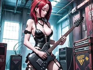 Animated metalhead girlfriend plays guitar and seduces with her sexy voice