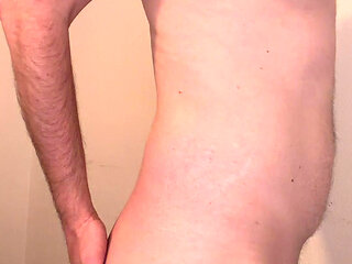 Hairy cock dadbod slowly gyrates and plays with bush while standing