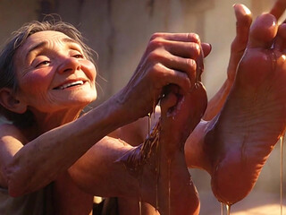Granny Foot Oil Session - Feeling Intense Pleasure & Craving Tongue