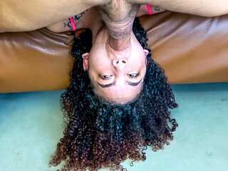 Petite Brazilian Teen SLOPPY FACE FUCK Upside Down POV Close-Up