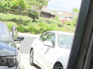 Bratty seductive stepdaughter gives stepdad pussy for new car