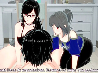 Two Milfs fucked by a guy all night - hentai