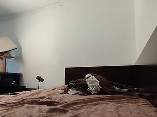 Amateur Woman Has Fun Trying on Clothes and Cutting Them.