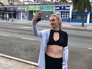 Amateur blonde paid money for anal sex in public