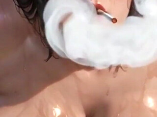 SSBBW Oiled Body in Bed Bondage Smoking - Humiliated but Horny