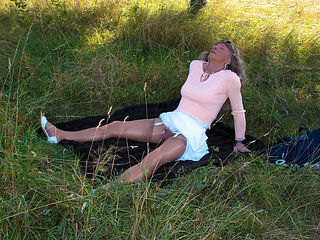 Plugged Biking In Shiny Nylon Stockings