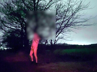 Wanking cock naked in public