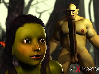 Extreme monster and hot female goblin get down in the great outdoors