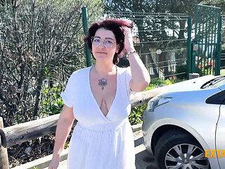 Older French girl with big boobs gets wild in a threesome
